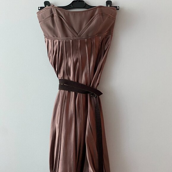 BCBGMaxAzria RUNWAY 100% Silk Strapless Empire Waist Dress Size 2 - Picture 5 of 8